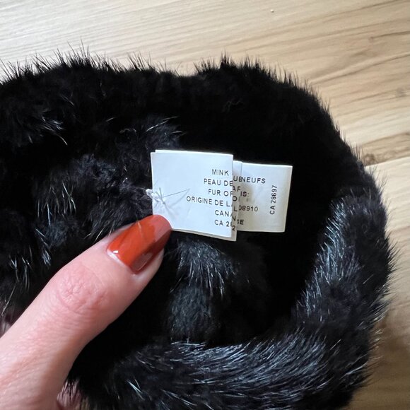 Mink Fur Hat with Fox Pom Pom - Picture 2 of 5